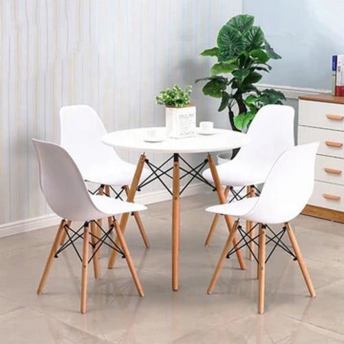 4 Chairs Round Dining Table Set