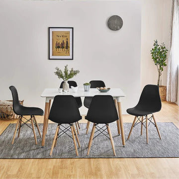 6 Chairs Rectangular Dining Table Set